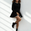 Mini robe en dentelle noire et blanche pour femme automne hiver