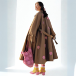 Trench beige à fleurs roses femme élégant