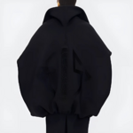 Manteau noir court élégant oversize femme
