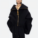 Manteau noir court élégant ample femme