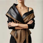 Veste en cuir ceinturée élégante femme