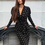robe longue noire à pois femme croisée