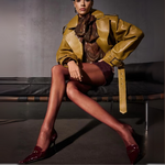 Ensemble veste jupe en cuir femme