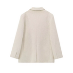 blazer long chaud blanc femme