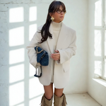 blazer long chaud fourrure blanc femme