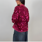 Veste élégante fushia à paillettes pour femme