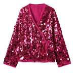 Veste rose à paillettes pour femme