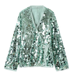 Veste verte tendance à paillettes pour femme