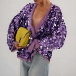 Veste violette tendance à paillettes pour femme