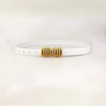 ceinture en cuir blanc boucle dorée