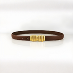 ceinture en cuir marron boucle dorée