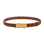 ceinture en daim camel boucle dorée