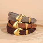 ceinture de luxe en daim à boucle dorée femme