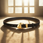 ceinture de luxe en daim noir à boucle dorée femme