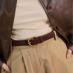 Ceinture pour femme en daim boucle dorée  intemporelle