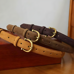Ceinture pour femme en daim boucle dorée marron