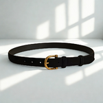 Ceinture pour femme en daim noir boucle dorée