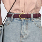 Ceinture pour femme en daim violet boucle dorée