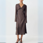 robe longue marron à pois