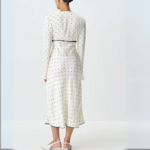 robe longue blanche à pois femme