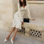robe midi blanche à pois