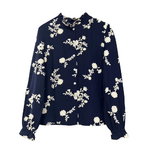 Chemisier bleu brodé à fleurs femme (2)