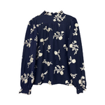 Chemisier bleu brodé à fleurs femme (3)
