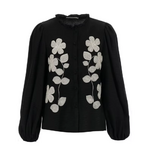 Chemisier noir à fleurs élégant femme