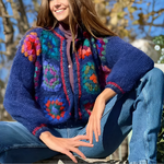 Cardigan mohair crochet blanc hippie bash