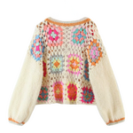 Cardigan mohair crochet blanc hippie