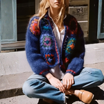 Cardigan mohair crochet blanc hippie tendance