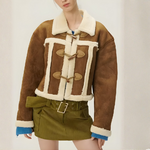 blouson cuir suédine fourrure femme