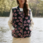 gilet polaire sans manche à fleurs femme