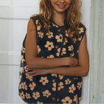 gilet polaire sans manche à fleurs femme tendance