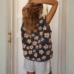 gilet polaire sans manche à fleurs femme laine