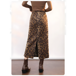 jupe léopard jacquard longue fendue