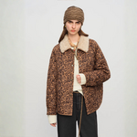 manteau court léopard fourrure femme casual