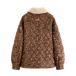 manteau court fourré imprimé sauvage femme
