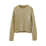 Pull métallique doré femme hiver 2025