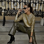 Pull métallique gold femme