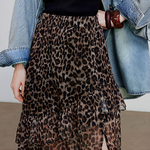 jupe midi léopard femme