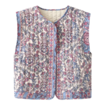 gilet sans manches imprimé coton bleu rose fleuri