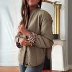 Veste matelassée Charlie kaki doublée léopard