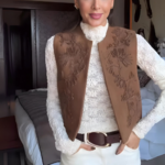 Gilet annelise marron vintage femme (1)