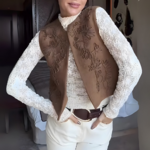 Gilet annelise marron vintage femme