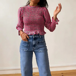 blouse à carreaux rose femme