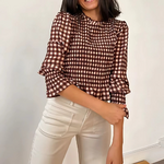 blouse à carreaux marron femme