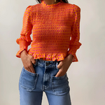 blouse à carreaux orange femme (2)