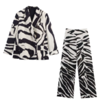 Tailleur ensemble zèbre noir et blanc femme