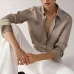 chemise en soie femme champagne